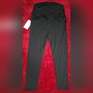 NWT Isabel & Ingrid Maternity Black Crossover Panel Active Leggings XXL